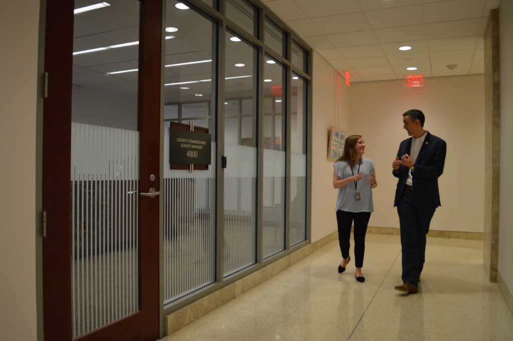 Carolina junior Abby Boettcher at her 2019 APPLES Service-Learning summer internship with Wake County Commissioner Matt Calabria