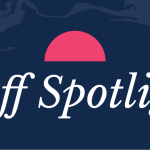 A simple banner with dark blue background and text that reads Staff spotlight.